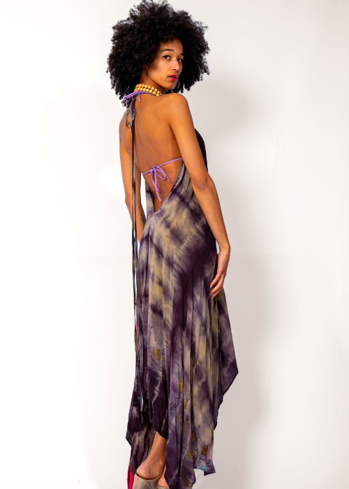 Boho Neckholderkleid Batik Multi violett