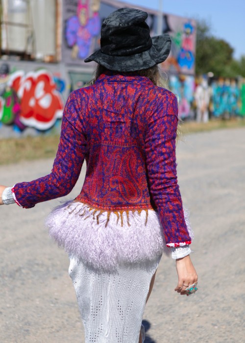 Boho Blazer Tibetlamm paisley lila