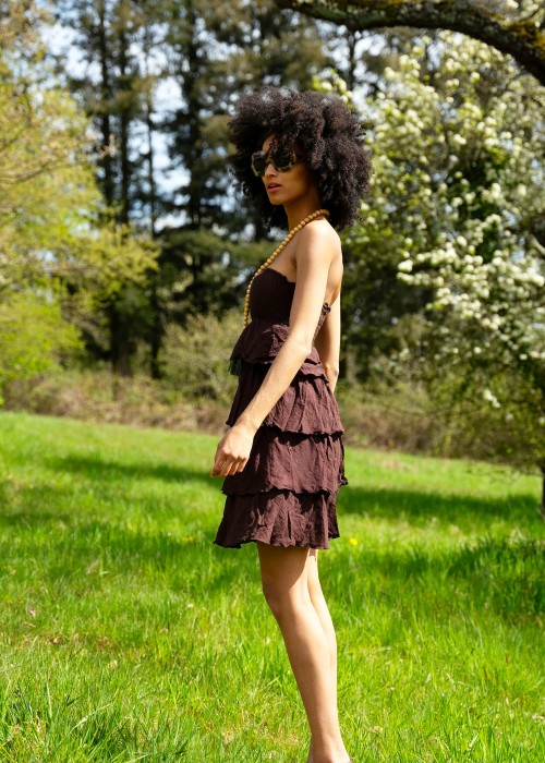 Boho Mini Dress brown